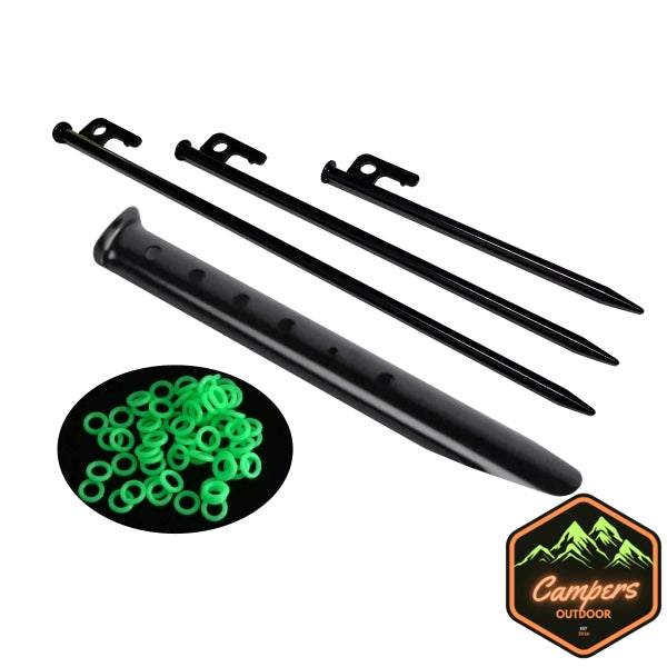 CHANODUG Black Ordinary Ground Nails Peg Luminous Rings on Ground Stakes